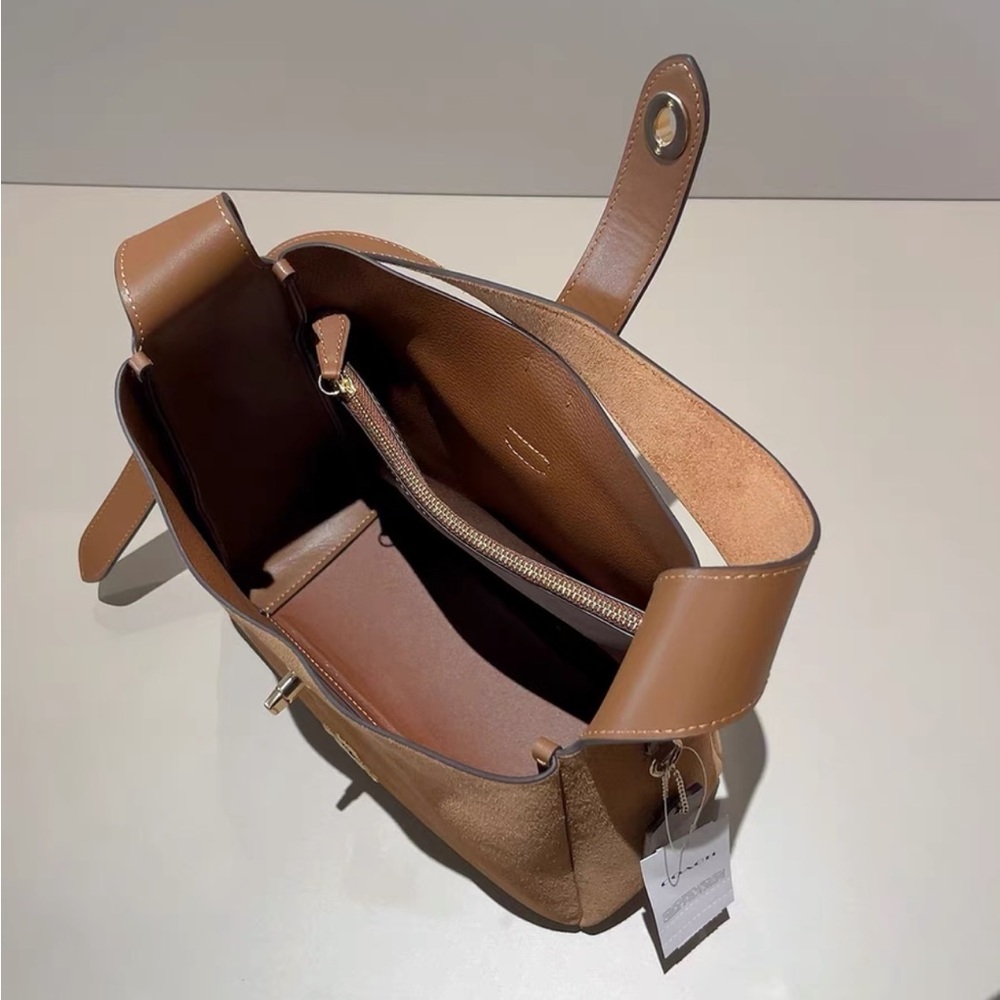 COACH Hadley Convertible Crossbody Bag Suede Brown - Picture 3 of 7